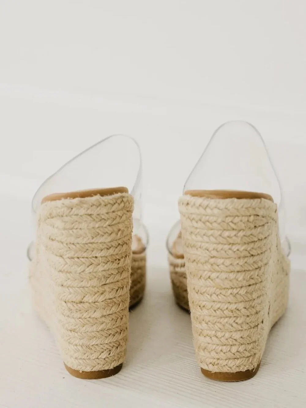 Soda Clear Strap Espadrille Wedge Sandals - Natural Tan